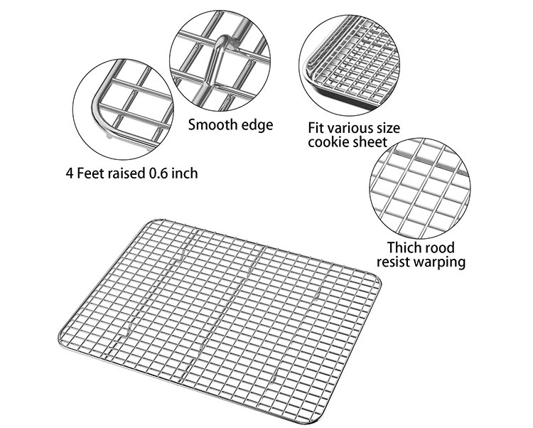 60 X 40 Non-Stick Stainless Steel Wire Mesh Bread Cooling and Baking Rack