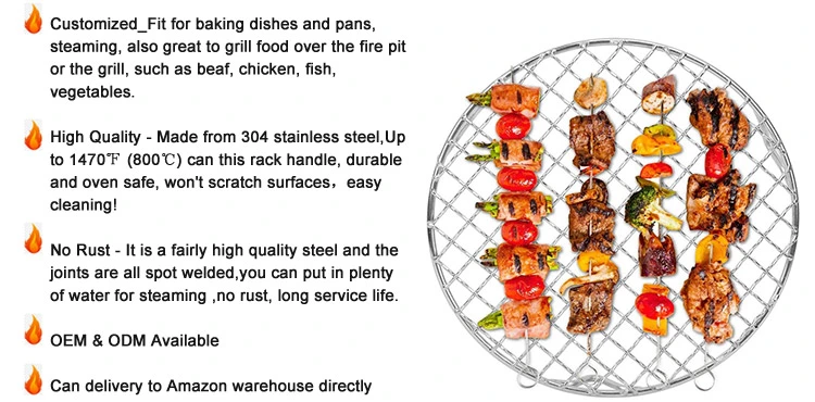 Outdoor Camping Pot Rack Square 304 Stainless Steel Barbecue Grill Wire Mesh
