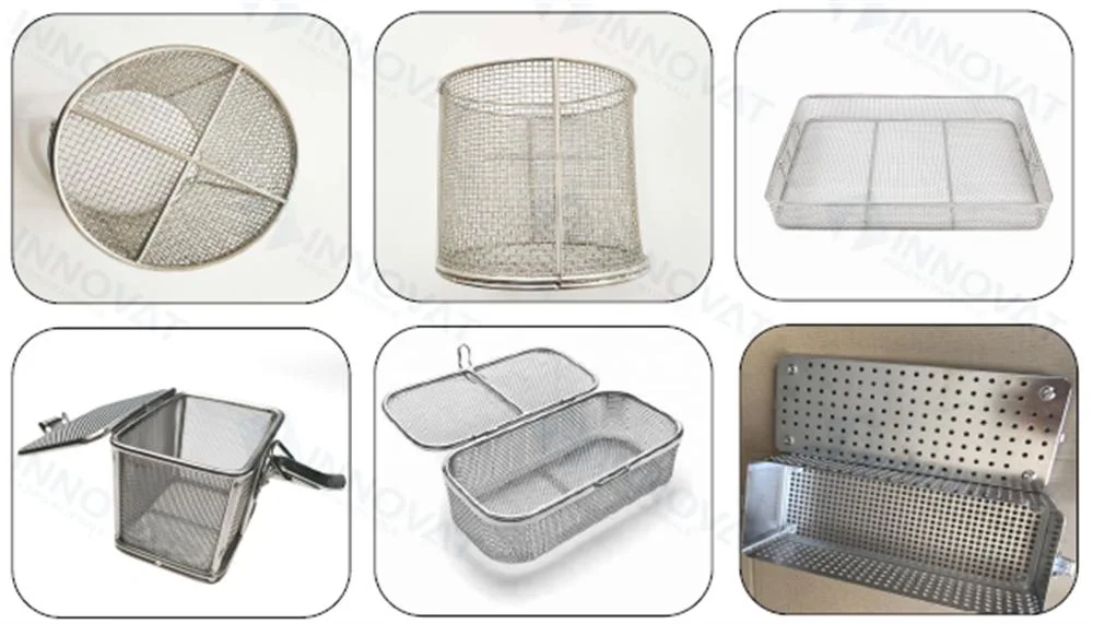 Medical Sterilizing Basket/Stainless Steel Fruit Basket/Basket with Lid/Perforated Sterilization Basket