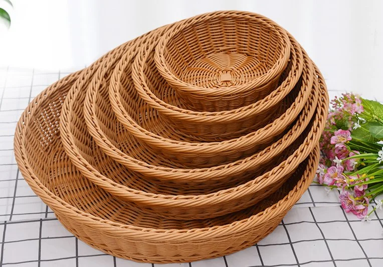 Rattan-Like Snack Fruit Bread Baking Home Table Top Storage Round Basket