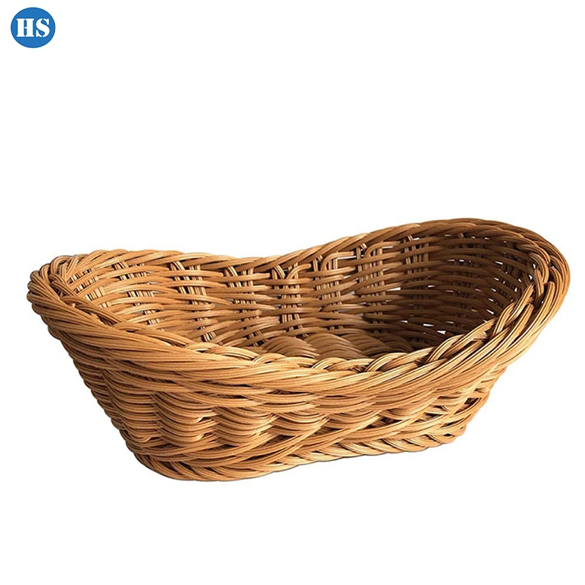 Haosen PP Rattan Storage Basket Plastic Rattan Bread Basket
