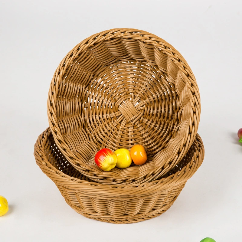 Rattan-Like Snack Fruit Bread Baking Home Table Top Storage Round Basket