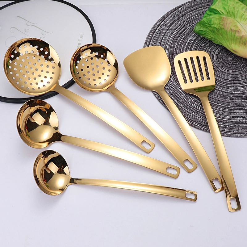 Kitchen Stainless Steel Gold Brass Cooking Tools Kitchenware Utensil Cookware Set