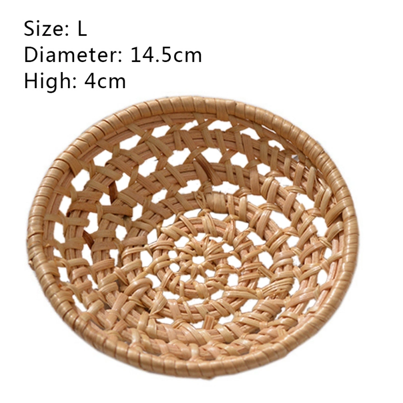 Rattan Bread Basket Round Japanese-Style Hand-Woven Tea Tray Food Serving Platter Basket for Dinner Parties Coffee Breakfast Fruit