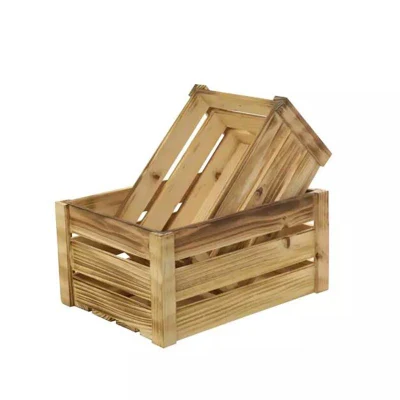 Woven Decorative Wood Rectangle Storage Basket for Bread Set of 2