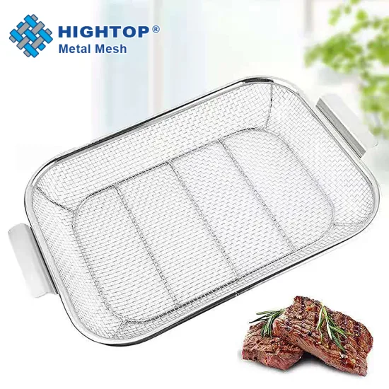 Modern Kitchen Cooking Double Layer Square Stainless Steel Fruit Vegetables Washing Colander Strainer Polished Wire Mesh Basket