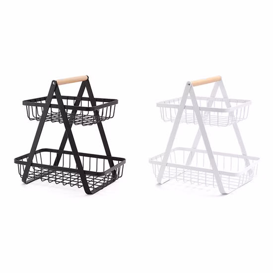 Swinging Metal Kitchenware Organizer Iron Wire Kitchen Rack Boat-Shaped 3-Tier Fruit Basket