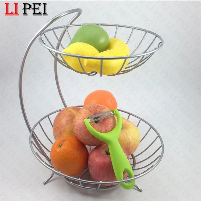 2 Tier Metal Steel Storage Fruit Basket-Fruit Bowl