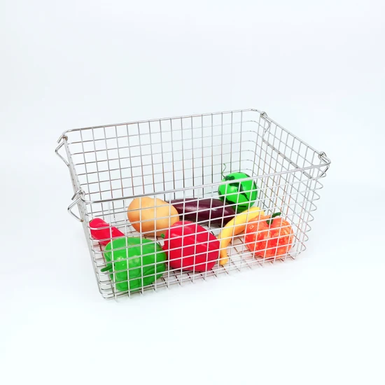 Stainless Steel Kitchen Wire Mesh Organizer Stackable Fruit Storage Basket with Handle