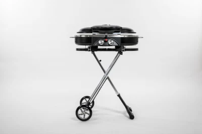 Stand-up Foldable Enamel Lid New Style Traveler Folding BBQ Gas Grill