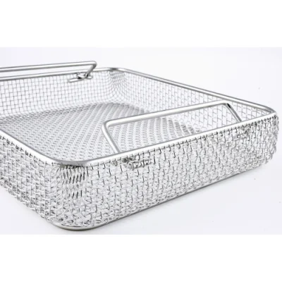 Kitchen Pantry Wash Room Multipurpose Foldable Stainless Steel Vegetable Fruit Washing Woven Wire Mesh Filter Strainer Basket