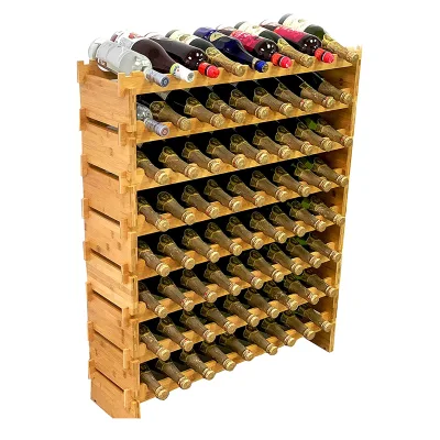 Wholesale Bamboo Stackable 72 Bottles Bottle Wine Rack