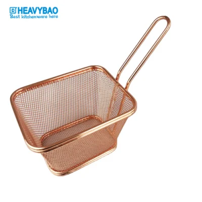 Heavybao High Quality Stainless Steel Metal French Fry Cone for Restaurant and Home Bread Serving Basket French Fries Basket
