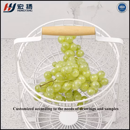 2 Layer Countertop Fruit and Vegetable Basket Bowl Storage Rack Metal Black