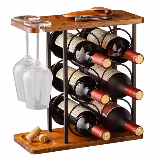 Stainless Steel Display Stand Gold Metal Modern Wine Rack