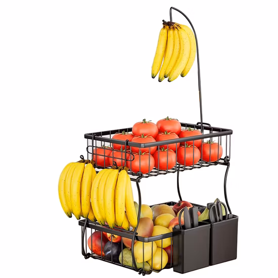 2 Tier Metal Steel Storage Fruit Basket-Fruit Bowl