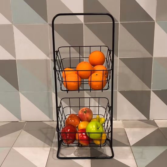 2-Tier Bamboo Countertop Fruit Basket Holder & Decorative Bowl Stand Detachable Fruit Holder Perfect for Fruit, Vegetables Snacks